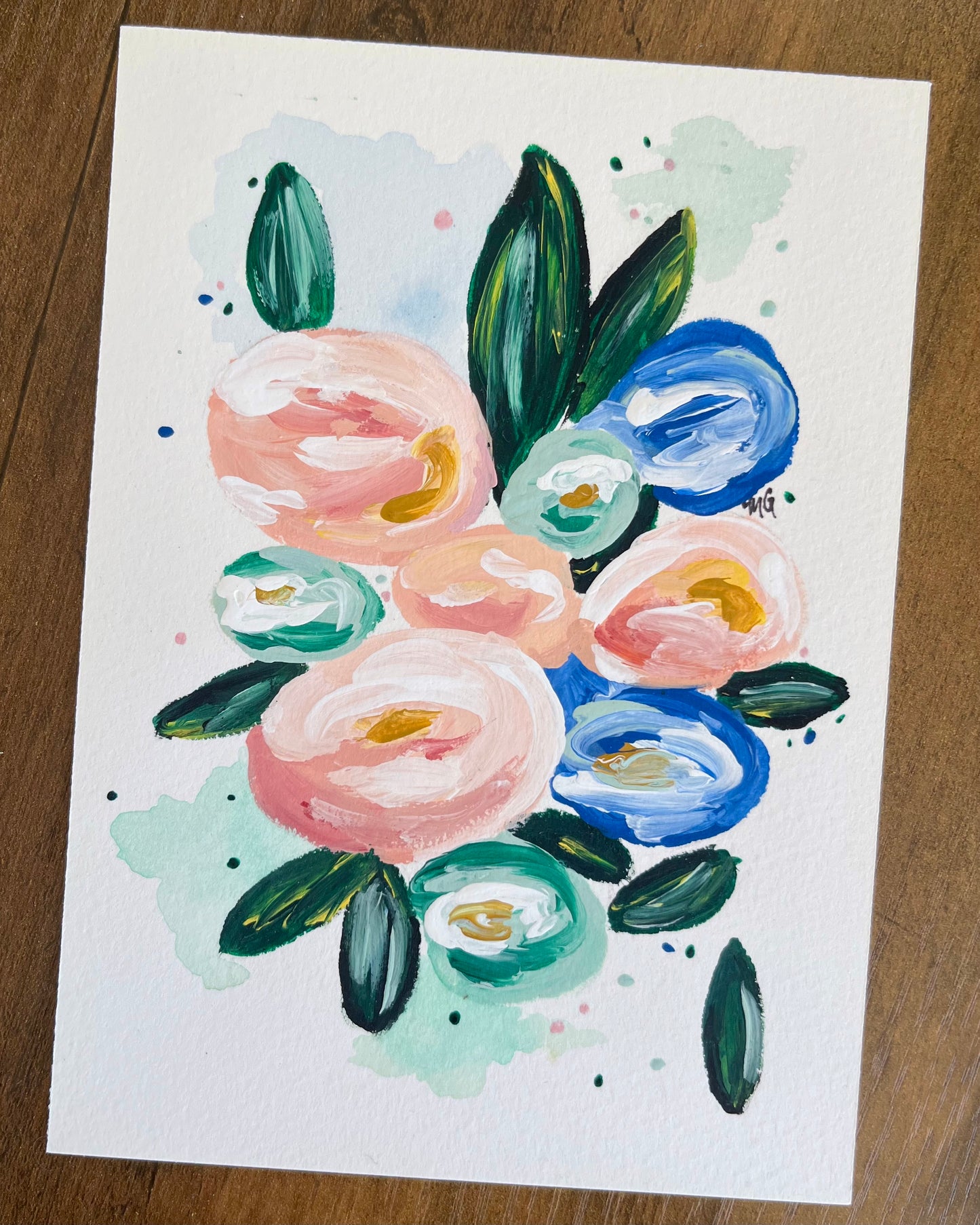 MG Artwork: "Pretty in Pastel Florals" (5"x7" Original Acrylic)