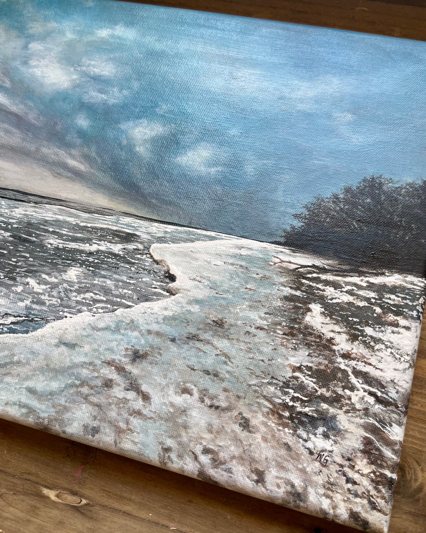 MG Artwork: Frigid Presqu'ile Shores (Original, Acrylic Painting, 12"x16")