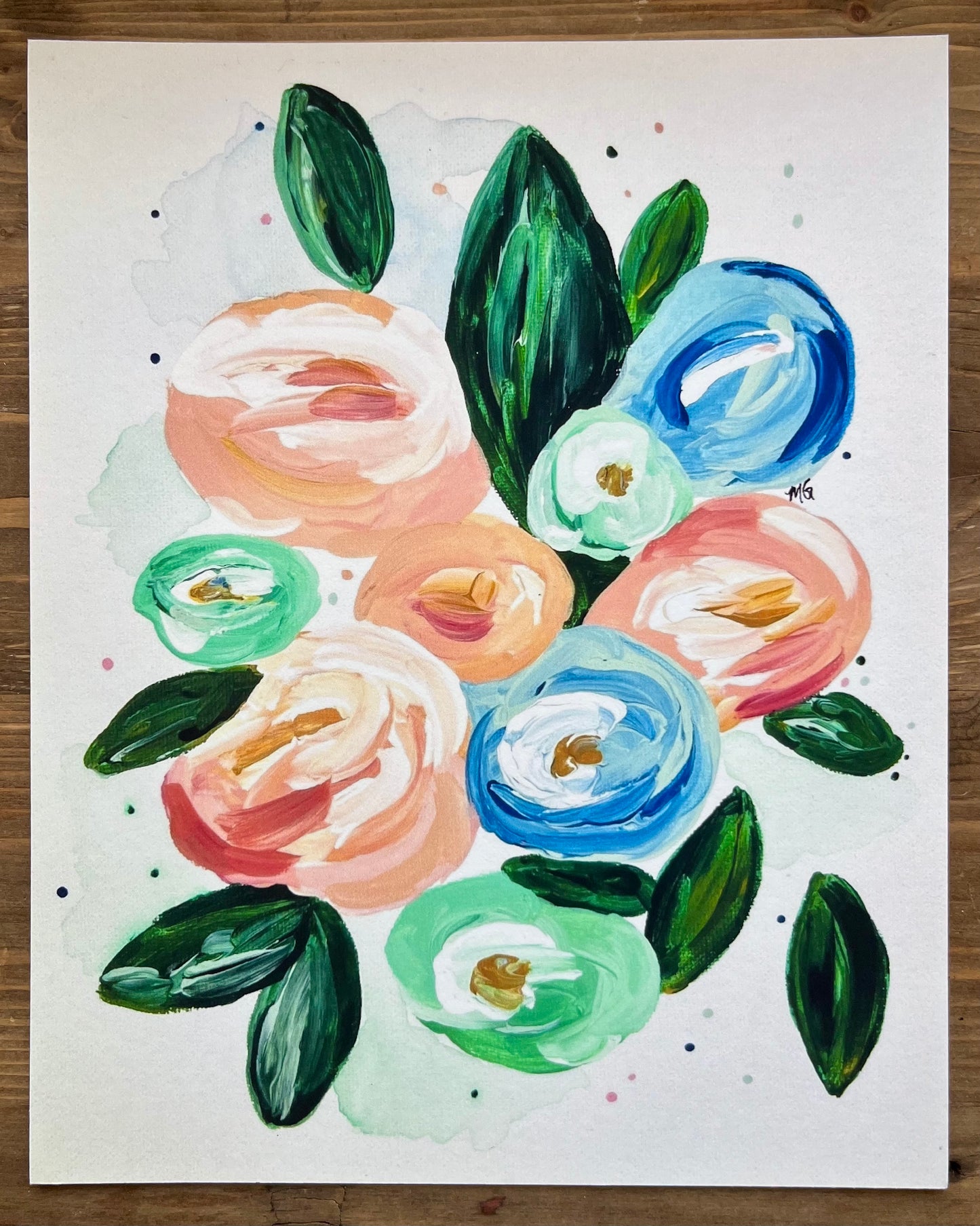 MG Artwork: Unframed Giclee Print "Pretty in Pastel Florals" (8"x10" print)
